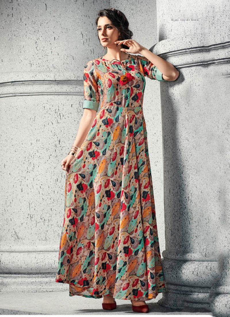 Shades Vol 2 Cotton Silk Satin Digital Print New Designer Long Kurti Collection 4191-4198